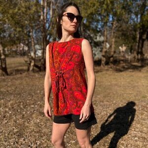 Vintage 60s hippie paisley tapestry tunic top blouse